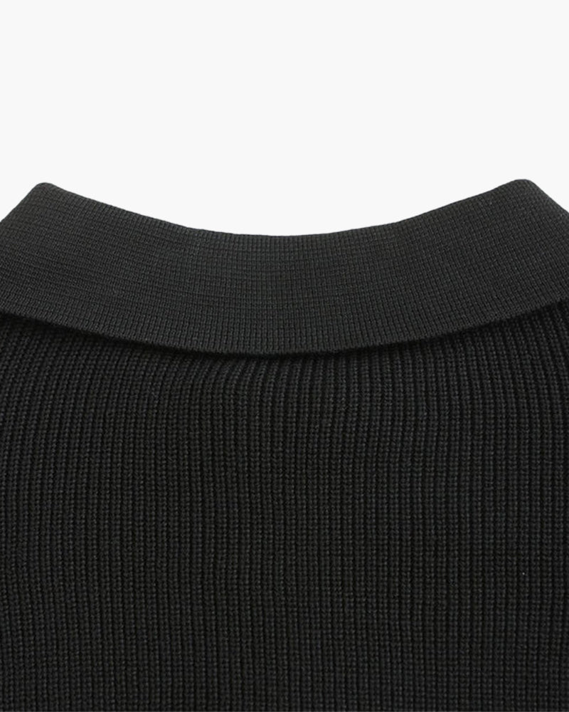 Men’s Knitted Jumper with Polo Collar and Front Zip