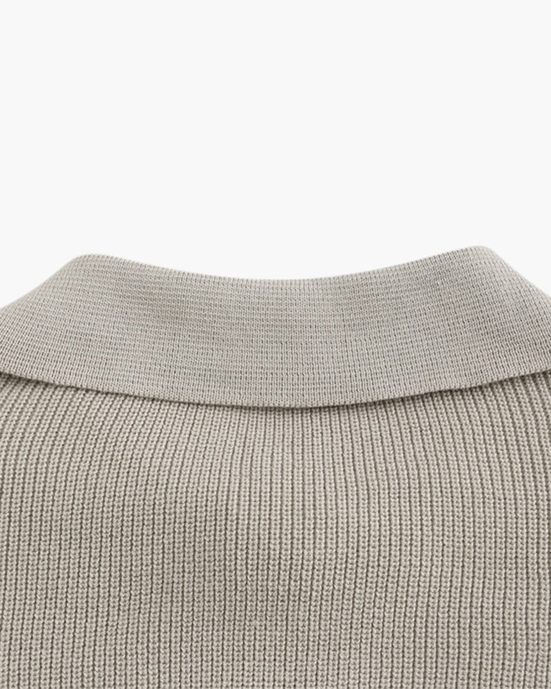 Men’s Knitted Jumper with Polo Collar and Front Zip
