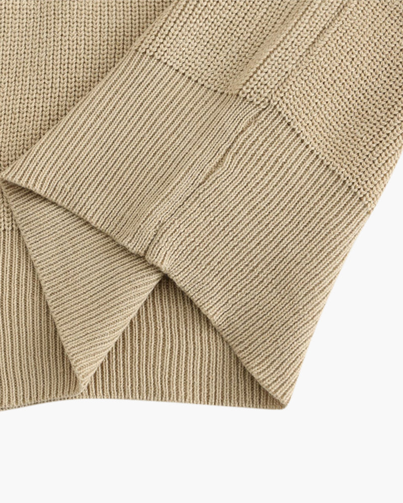 Men’s Knitted Jumper with Polo Collar and Front Zip