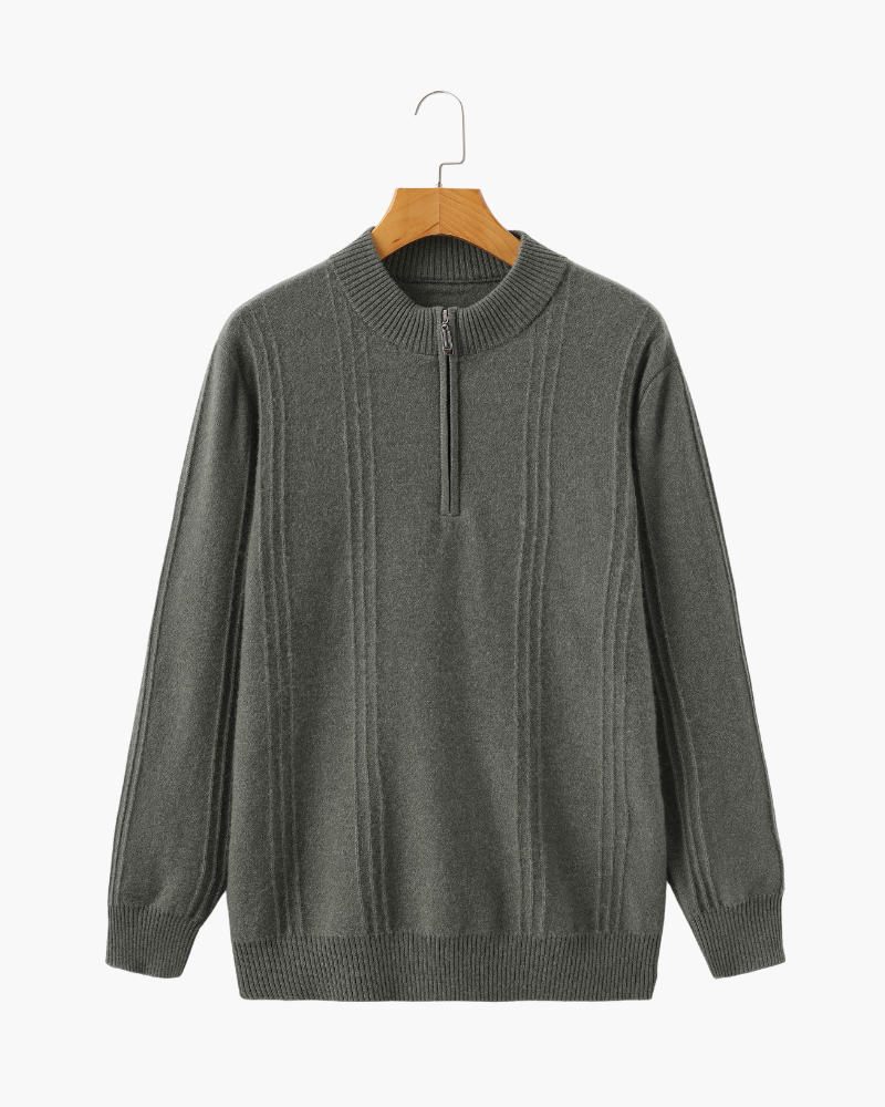 Smart Knit Jumper with High Neck and Short Zip