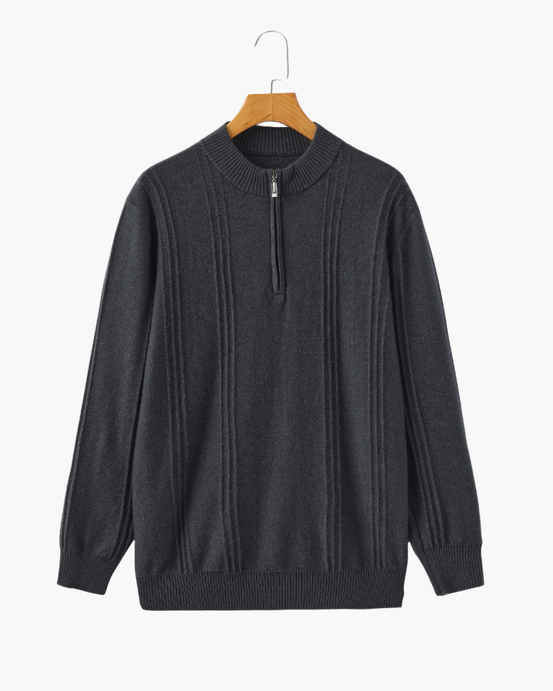 Smart Knit Jumper with High Neck and Short Zip