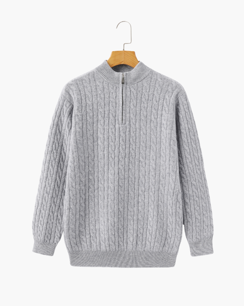 High Neck Cable Jumper with Zip Closure