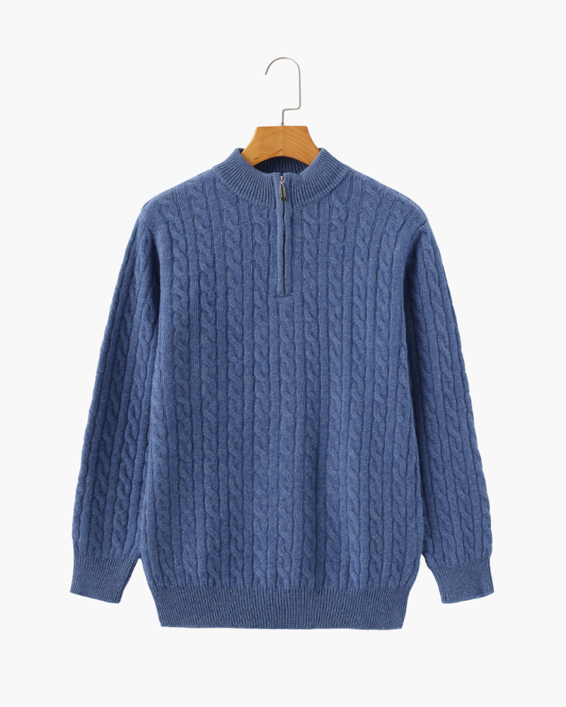 High Neck Cable Jumper with Zip Closure