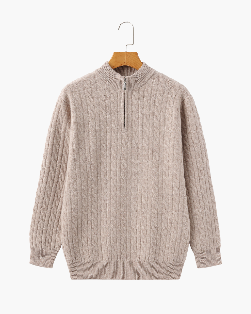 High Neck Cable Jumper with Zip Closure