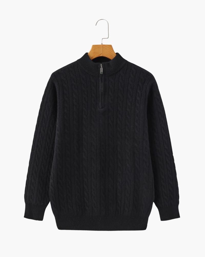 High Neck Cable Jumper with Zip Closure