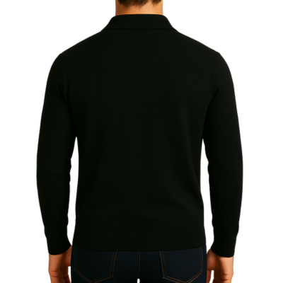 Men’s Knitted Jumper with Polo Collar and Front Zip