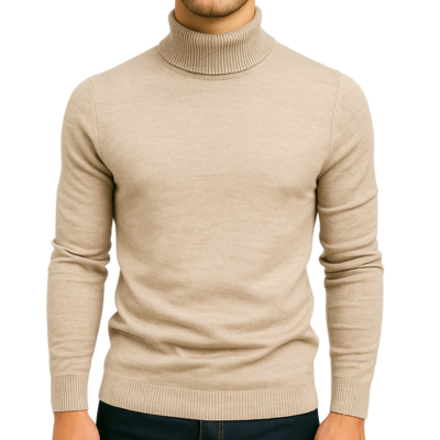 Men’s Roll Neck Jumper in Fine Knit Fabric