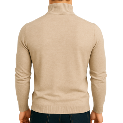Men’s Roll Neck Jumper in Fine Knit Fabric