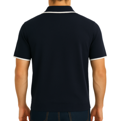 Men’s Short Sleeve Knitted Polo Shirt with Contrast Trim
