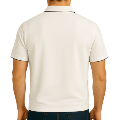 Short Sleeve Zip Polo Shirt with Refined Collar