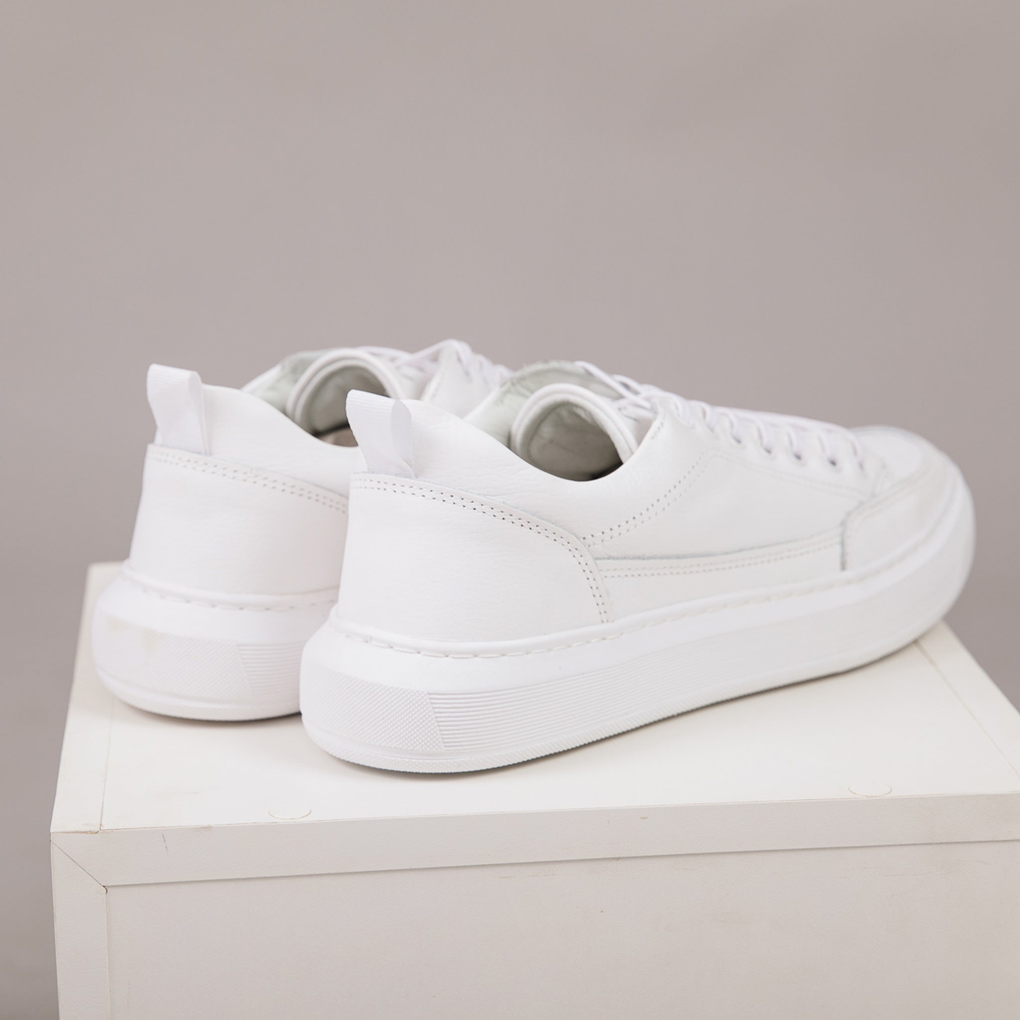Minimalist Lace-Up Trainers in White