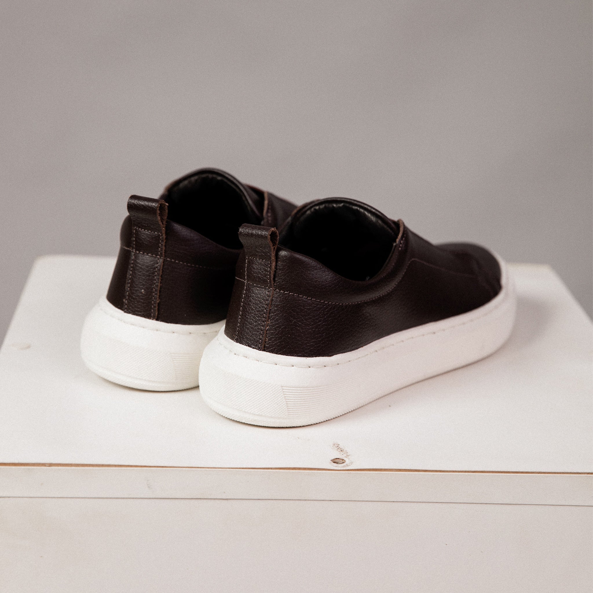 Men’s Brown Slip-On Trainers with Contrast Sole